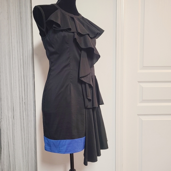 Mini Goth Cocktail Dress in Black w Blue Detail - Picture 4 of 16